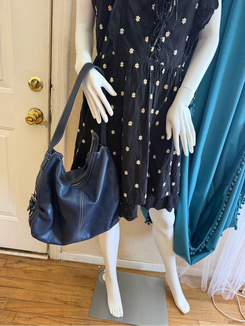 Michael Kors Navy Leather Shoulder Hobo Bag - Women - Picture 2 of 7
